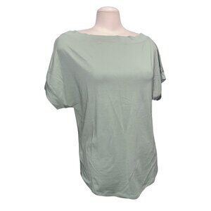 Universal Standard Wide Neck Short Sleeve Casual Curved Hem Shirt Sz XS Womens (